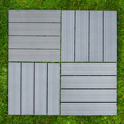 33 x WPC Decking Floor Tiles 30x30cm - Grey - 6