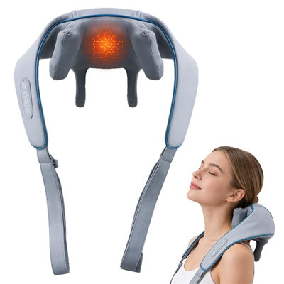 Amorly 1 Pack Blue Neck And Shoulder Massager For Trapezius Muscle, Electric Shiatsu Cervical Massager With Adjustable Straps