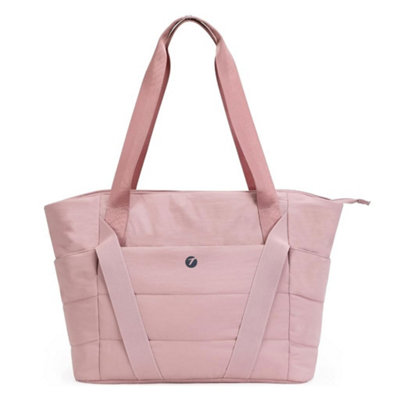 Amorly Pink Puffy Tote Bag For Women, Lightweight Work Tote Handbag,color Block Sports Shoulder Bag For Workout Travel
