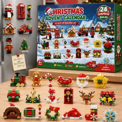 Amorly 24 Days Christmas Advent Calendar Building Sets Compatible With Lego Christmas Christmas Model Building Micro Blocks Kit Xmas Gift
