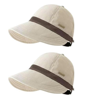 B&Q 2 Pack Spliced Fisherman Sun Hat, Wide Brim Uv Protection Hat With Metal Badge, Adjustable Lightweight Outdoor Sun Hat For Women