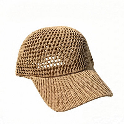 B&Q Crochet Mesh Baseball Sun Hat, Hollow Woven Breathable Outdoor Peaked Cap, Lightweight Uv Protection Sun Visor Hat For Camping