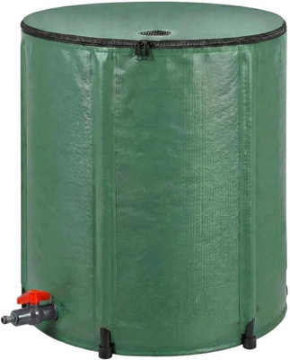 B&Q 100L Collapsible Rain Barrel, Foldable Pvc Rain Barrels With Spigots, Water Tank For Garden Yard Irrigation With Mesh Filter