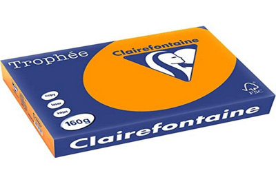 Clairefontaine Trophee Paper 160G/1042C A4 Clementine/orange Contains 250 Sheets from B&Q