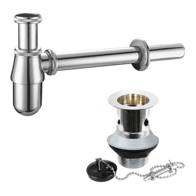 Nes Home Basin Sink Bottle Trap Waste And PlugChainSlotted Drain Waste Chrome from B&Q