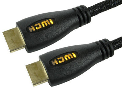ProSignal Pro Signal High Speed Hdmi Lead Male To Male Yellow Led Display Braided 1M Black from B&Q