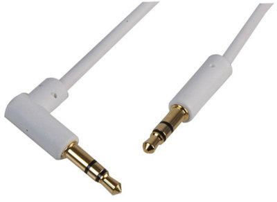ProSignal Pro SignalSlim 3.5mm Stereo Jack Plug To 90 Degree Jack Plug Lead1.5M White from B&Q