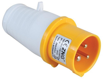 Pro Elec32A110VCable Mount Cee Plug2P+EYellowIp44 from B&Q
