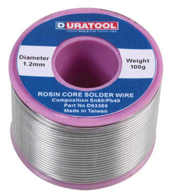 Duratool D0335060/40 Solder Wire1.2mm100G from B&Q
