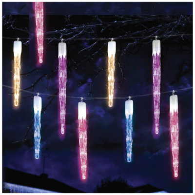Premier Decorations Limited Premier24Pc Chaser Icicles With 72 Rainbow Leds from B&Q