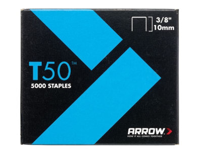 Arrow - T50 Staples 10Mm (3/8In) Pack 5000 (4 X 1250)