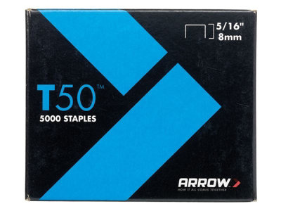 Arrow - T50 Staples 8Mm (5/16In) Pack 5000 (4 X 1250)
