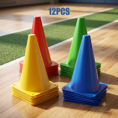 12Pcs Sports Training Marker Cones SetFootball Soccer Rugby Agility Dog Training Disc Cones