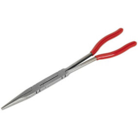 335mm Double Jointed Needle Nose Pliers - Serrated Jaws - Long Reach Design