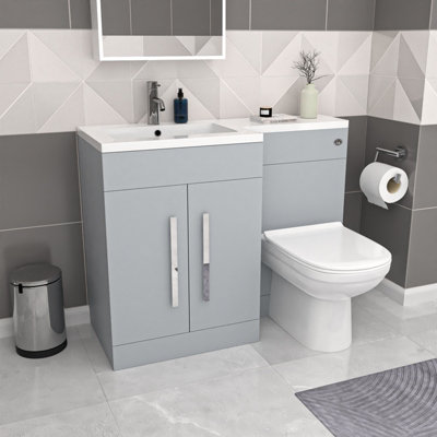 Nes Home Matte Grey 1100mm Lh Vanity Wc Unit & Modern Btw Toilet Flat Pack from B&Q