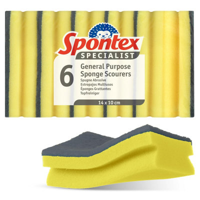 Spontex Specialist Washing Up Sponge Scourers Xl Hard Wearing & Versatile For Professional Cleaning 6 Pack from B&Q