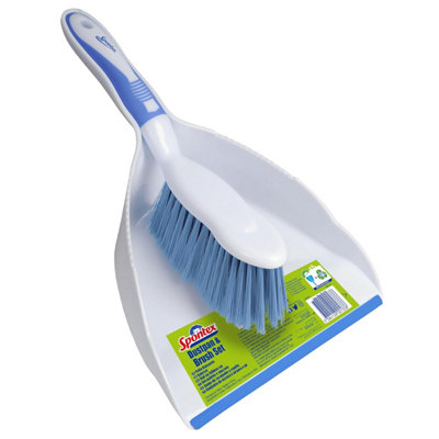 Spontex Dustpan & Brush Set Large Capacity Durable Bristles & Easy-Sweep Rubber Blade Compact Storage Lightweight Design from B&Q