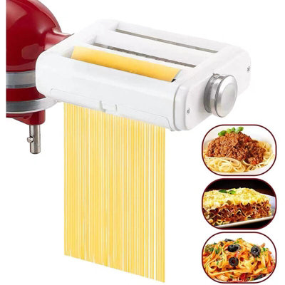B&Q Pasta Machine Attachment For Kitchenaid Stand Mixer, 3 In 1 Set Includes Pasta Roller, Spaghetti Cutter And Fettuccine Cutter 3In