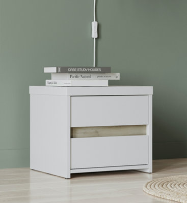 FurniComp LTD Furnicomp Avery 2 Drawer Matt White And Oak Bedside Table from B&Q