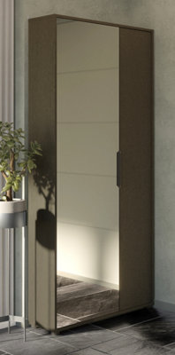FurniComp LTD Furnicomp Zurich 2 Door Black Large Tall Mirrored Shoe Storage Cabinet from B&Q