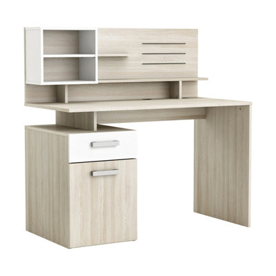 FurniComp LTD Furnicomp Jade 1 Door 1 Drawer Matt White And Oak Office Desk from B&Q