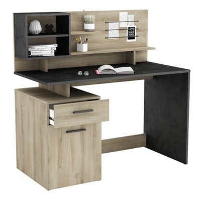 FurniComp LTD Furnicomp Jade 1 Door 1 Drawer Black And Oak Office Desk from B&Q