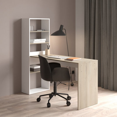 FurniComp LTD Furnicomp Echo Corner Office Desk With BookcaseMatt White & Oak from B&Q