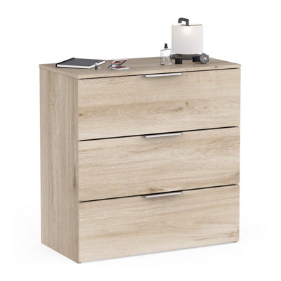 FurniComp LTD Furnicomp Chicago 3 Drawer 80Cm Chest Of DrawersKronberg Oak from B&Q