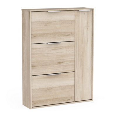 FurniComp LTD Furnicomp Chicago 4 Door 90Cm Shoe Cabinet -Kronberg Oak from B&Q