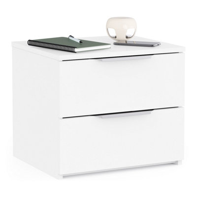 FurniComp LTD Furnicomp Chicago 2 Drawer Bedside TableMatt White from B&Q