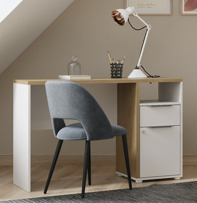 FurniComp LTD Furnicomp Luna 1 Door 1 Drawer White And Oak Study Table With Hutch from B&Q