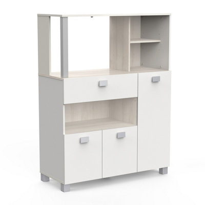 FurniComp LTD Furnicomp Anna Tall Kitchen Pantry Storage CabinetMatt White & Acacia Oak from B&Q