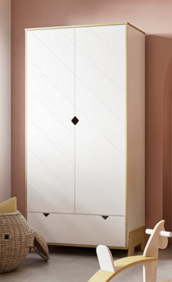 FurniComp LTD Furnicomp Elsie2 Door 1 Drawer Kids Wardrobe- Matt White & Hamilton Oak from B&Q