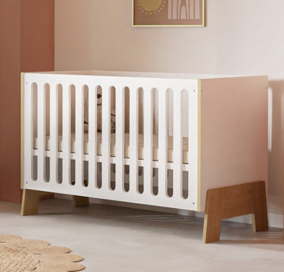 FurniComp LTD Furnicomp Elsie 60X120Cm Cot Bed- Matt White & Hamilton Oak from B&Q