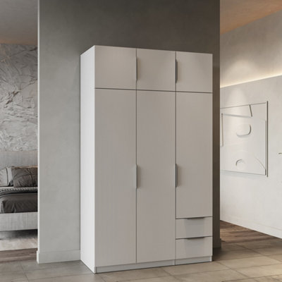 B&Q -  Furnicomp Chicago 6 Door 2 Drawer 120Cm Matt White Space Saving Wardrobe