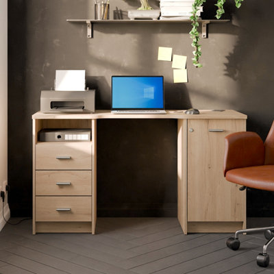 FurniComp LTD Furnicomp Arielle 1 Door 3 Drawer Large Oak Office Desk from B&Q