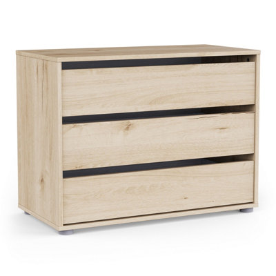 FurniComp LTD Furnicomp Dallas Universal 3 Drawers Royal Oak 80Cm Large Internal Chest Of Drawers For Wardrobes from B&Q