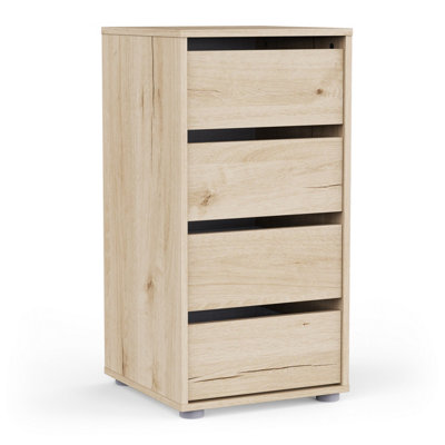 FurniComp LTD Furnicomp Dallas Universal 4 Drawers Royal Oak 40Cm Tall Narrow Internal Chest Of Drawers For Wardrobes from B&Q