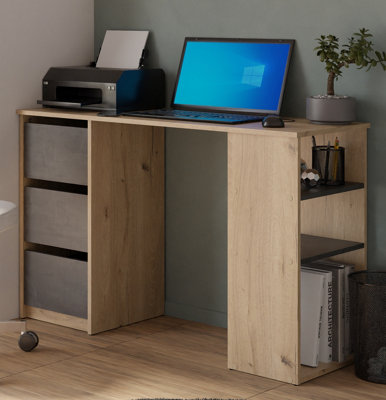 FurniComp LTD Furnicomp Victor 3 Drawer Black And Oak Office Desk from B&Q