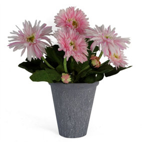 33cm Artificial Potted Daisy Pink