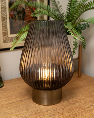 33CM Blue LED Footed Glass Table Lamp Style