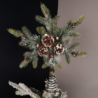33cm Green Fir Snowflake with Pinecones and Berries Christmas Tree Topper Price Comparisons | Compare The Build