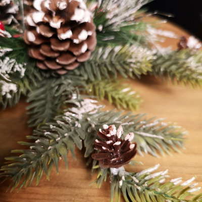 33cm Green Fir Snowflake with Pinecones and Berries Christmas Tree Topper - 3