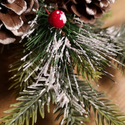 33cm Green Fir Snowflake with Pinecones and Berries Christmas Tree Topper - 4
