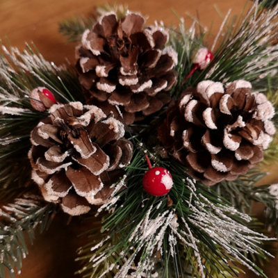 33cm Green Fir Snowflake with Pinecones and Berries Christmas Tree Topper - 5