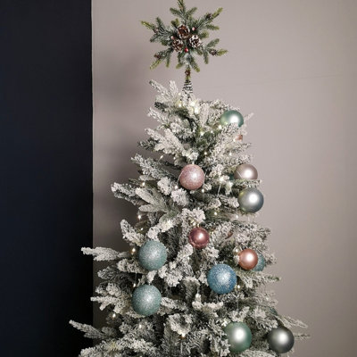 33cm Green Fir Snowflake with Pinecones and Berries Christmas Tree Topper - 8