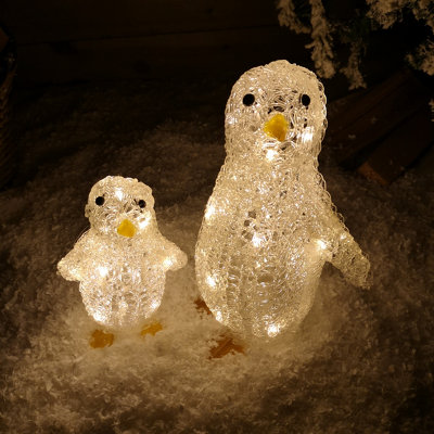 33cm LED Indoor Outdoor Acrylic Penguins Christmas Decoration in Warm ...