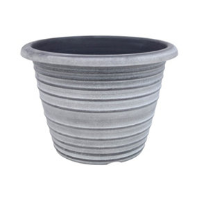33cm Pot Olympia Stout Round Grey With White Wash Round Plastic Flower Garden