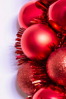 33cm Red Shatterproof Bauble Wreath - 6