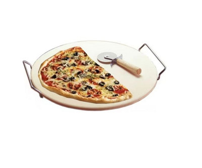 33cm Round Pizza Stones with Stand Pizza Stone and Pizza Cutter Set